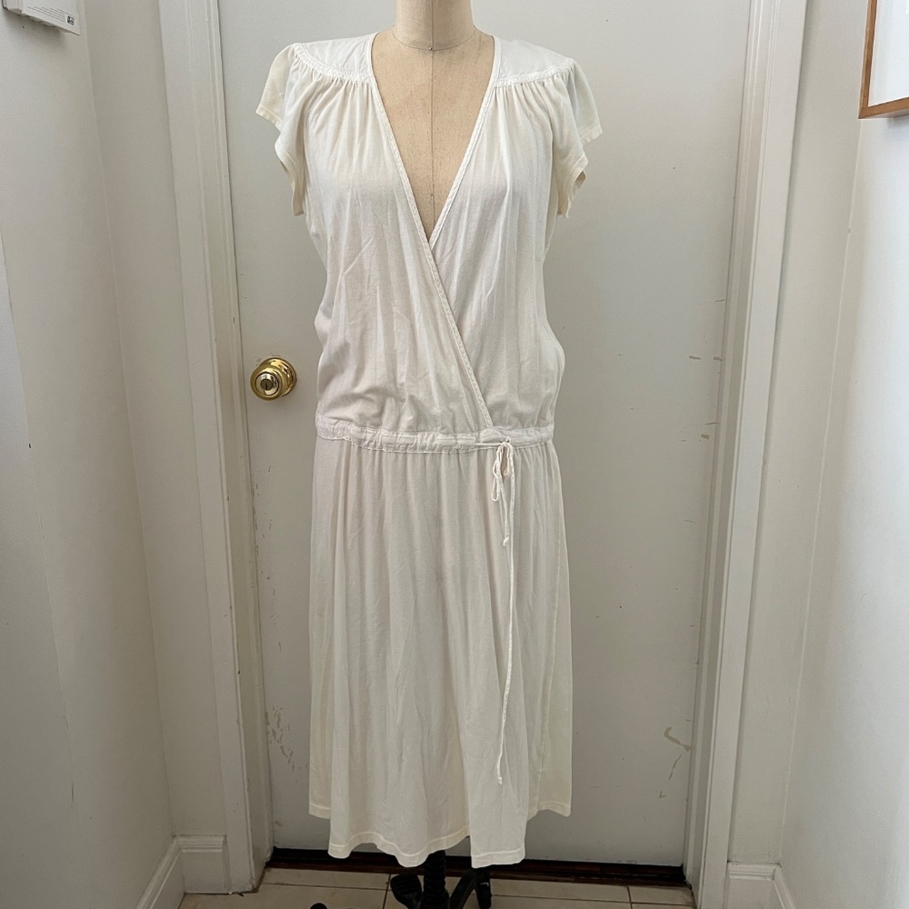 Cream Wrap Top Drawstring Beach Dress